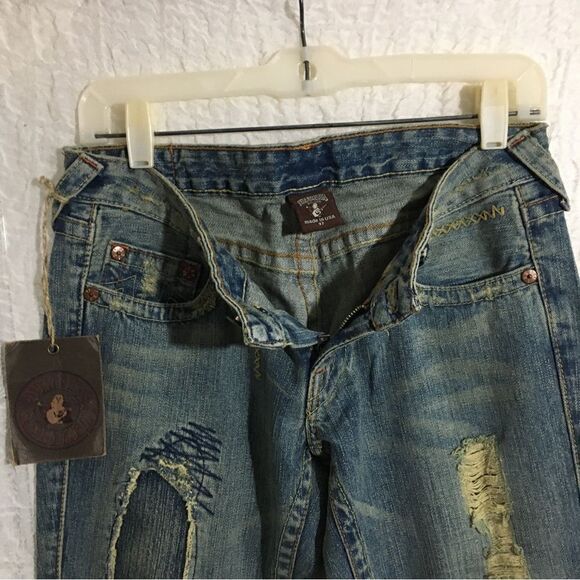 True Religion NWT Bootcut Distressed Jeans Size 27 - Picture 5 of 14